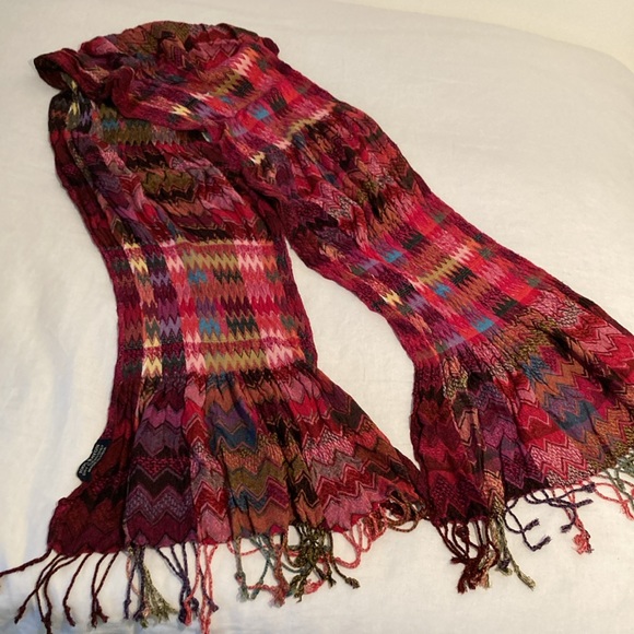 Scarf zigzag chevron 100% rayon boho multi color - Picture 3 of 16